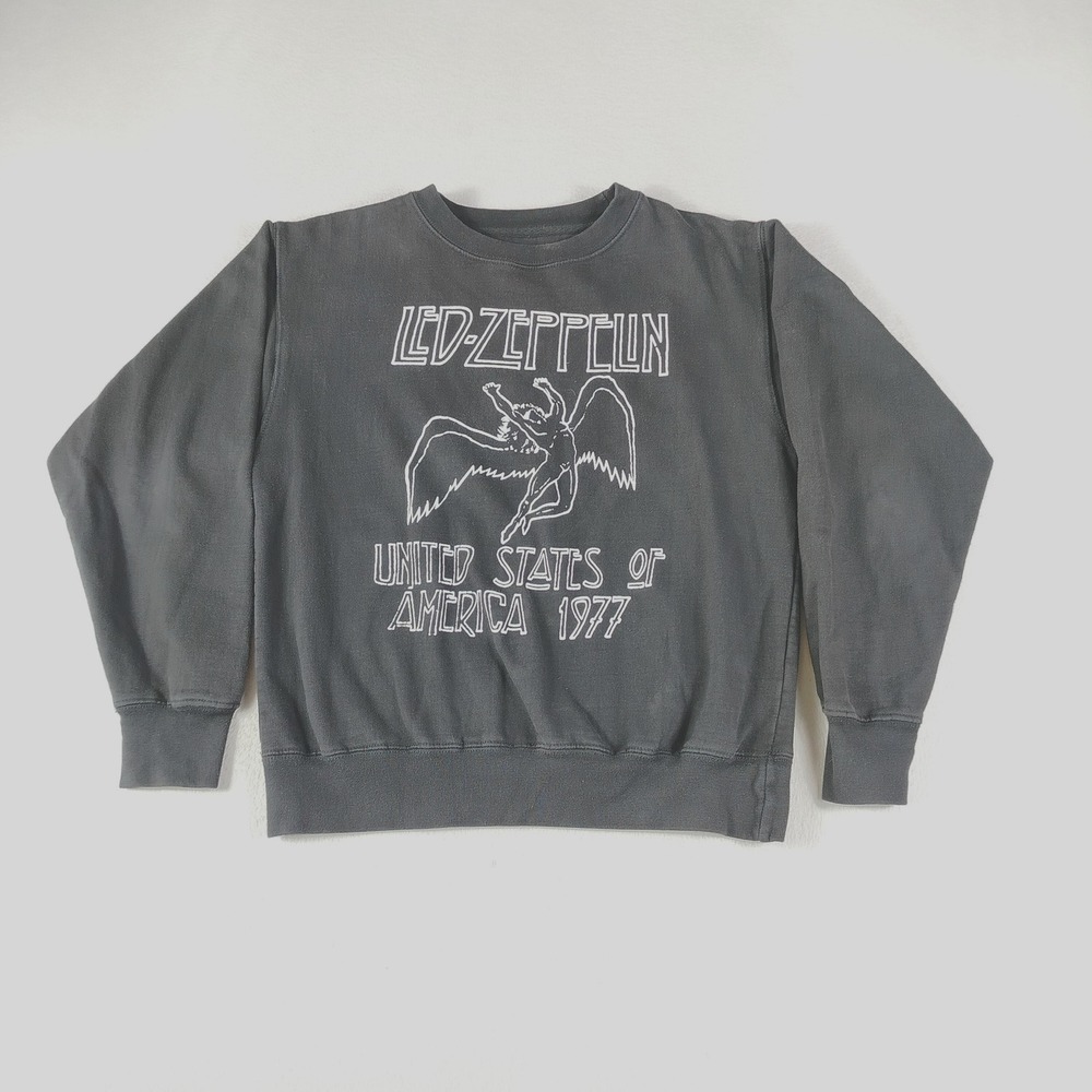 Led Zeppelin Sweatshirt Men's Small Black Crewneck Pullover Graphic 1977 Rock